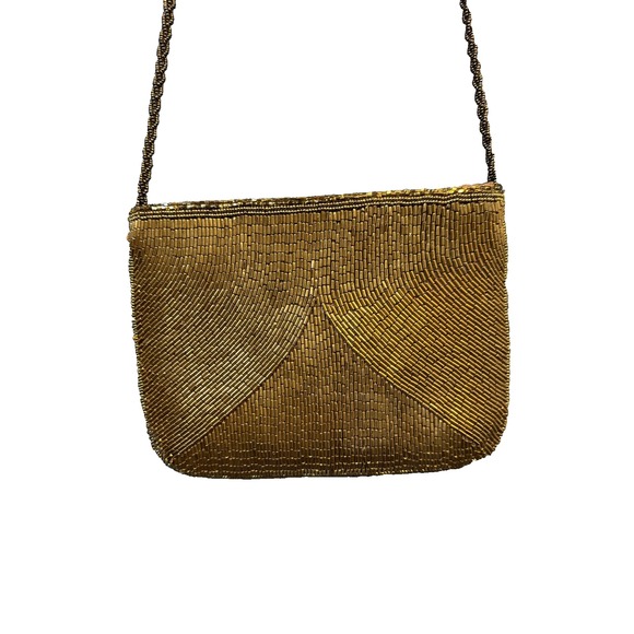 Lady Priscilla Handbags - Elegant Lady Priscilla VGT Gold Beaded (Both Sides) Envelope Clutch Evening Bag
